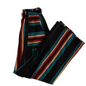 Fashion‎ Nova Striped Wide Leg Palazzo Pants Black Teal Red Beige Elastic Waist